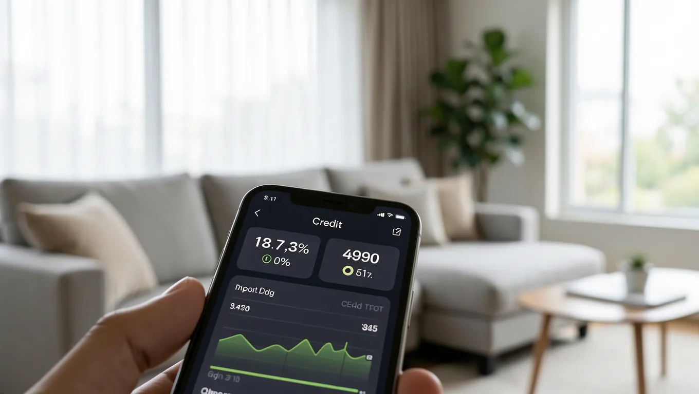 Mobile phone displaying an increasing credit score for bad credit loans management