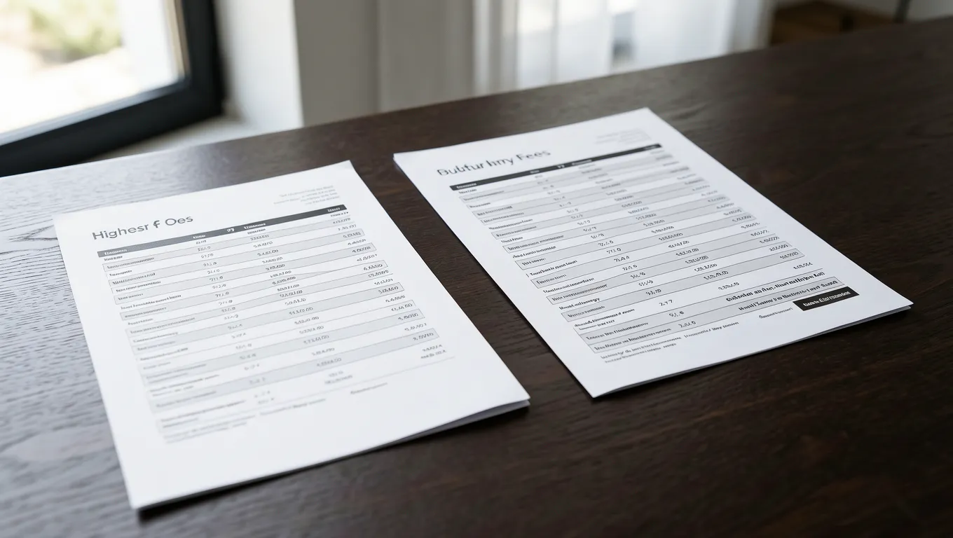 Comparing two different loan agreement documents on a desk