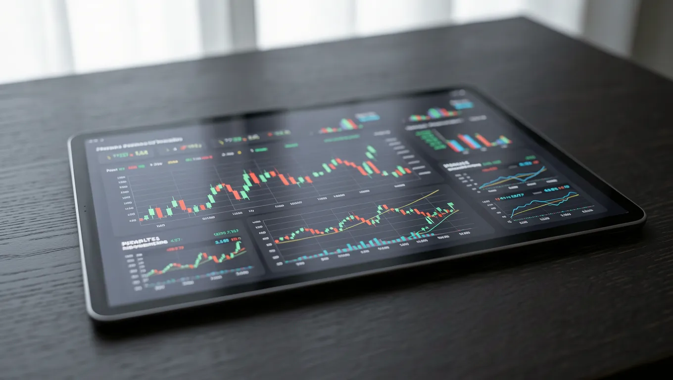 Digital dashboard showing various interest rate charts and data visualizations