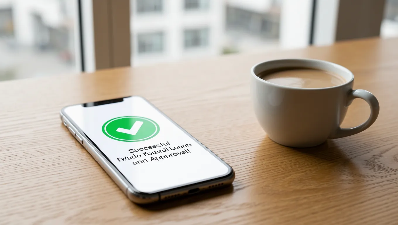 Smartphone showing instant personal loans no credit check approval status