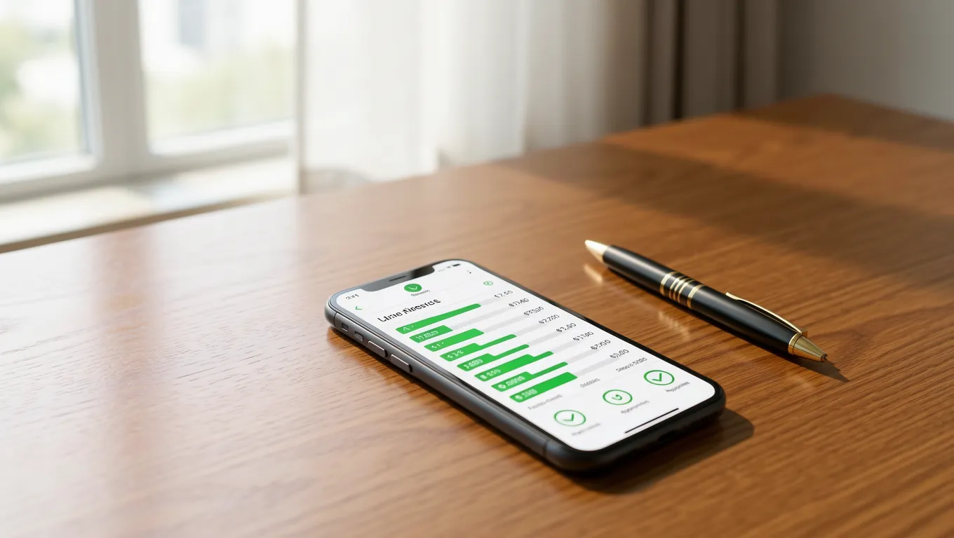 Using quick personal loans online via a mobile device in a bright room