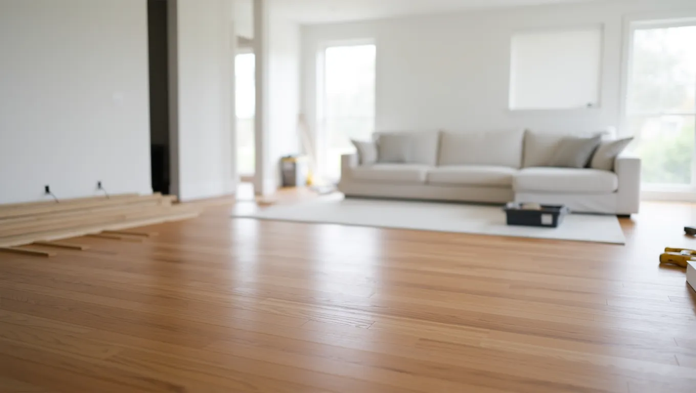 Modern home interior featuring the installation of hardwood flooring for unsecured installment loans