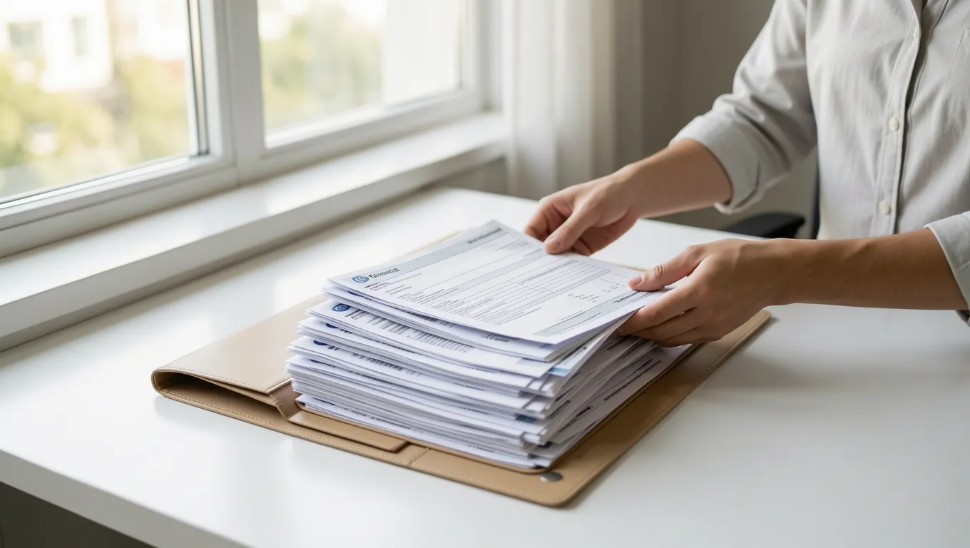 Organizing various monthly bills to prepare for unsecured loans for debt consolidation